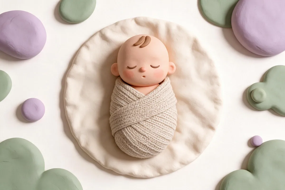 Illustration of a swaddled newborn sleeping on its back, seen from above
