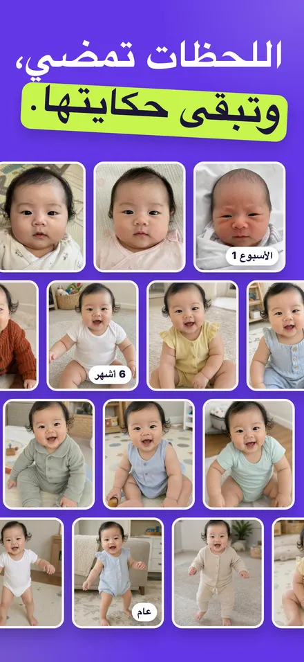 جدار من الصور الأسبوعية للطفل نفسه وهو يكبر