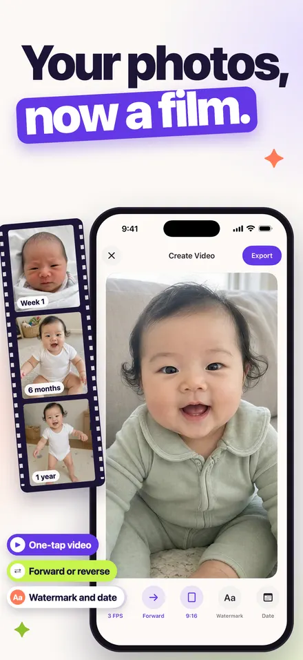 Video editor with speed, direction and watermark controls