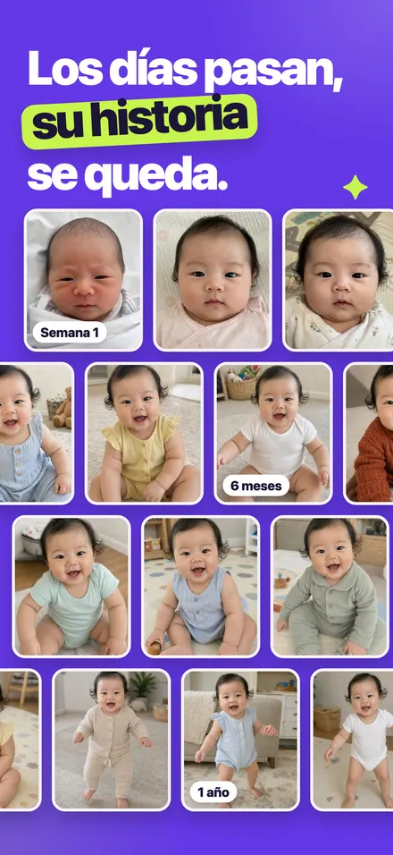 Un mural de fotos semanales del mismo bebé creciendo