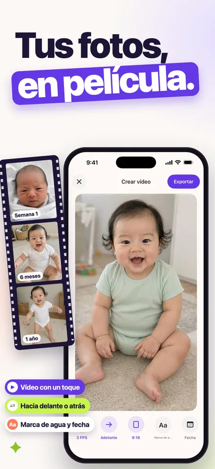 Editor de video con velocidad, dirección y marca de agua
