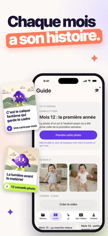 Onglet Guide avec la carte du mois et une idée de photo